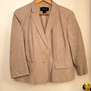 Ann Taylor Linen/polyester blend taupe 3/4 sleeve blazer